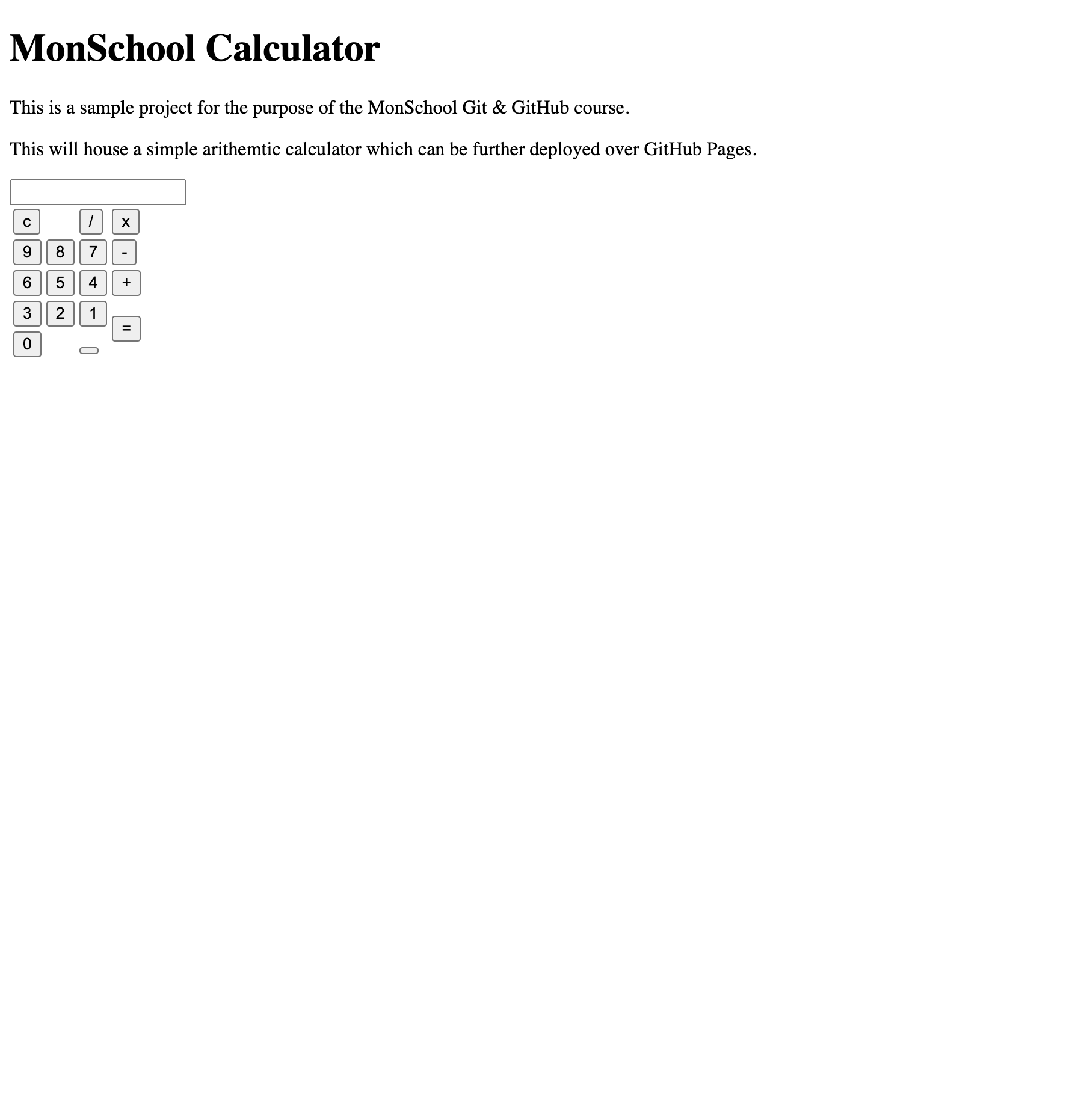 MonSchool Calculator HTML Page snap